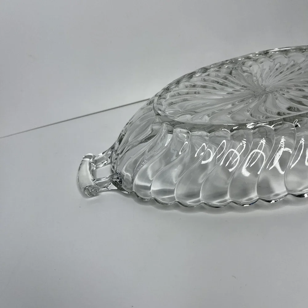 Fostoria Colony‎ 3-Part Divided Relish Dish Clear Glass Swirl Elegant